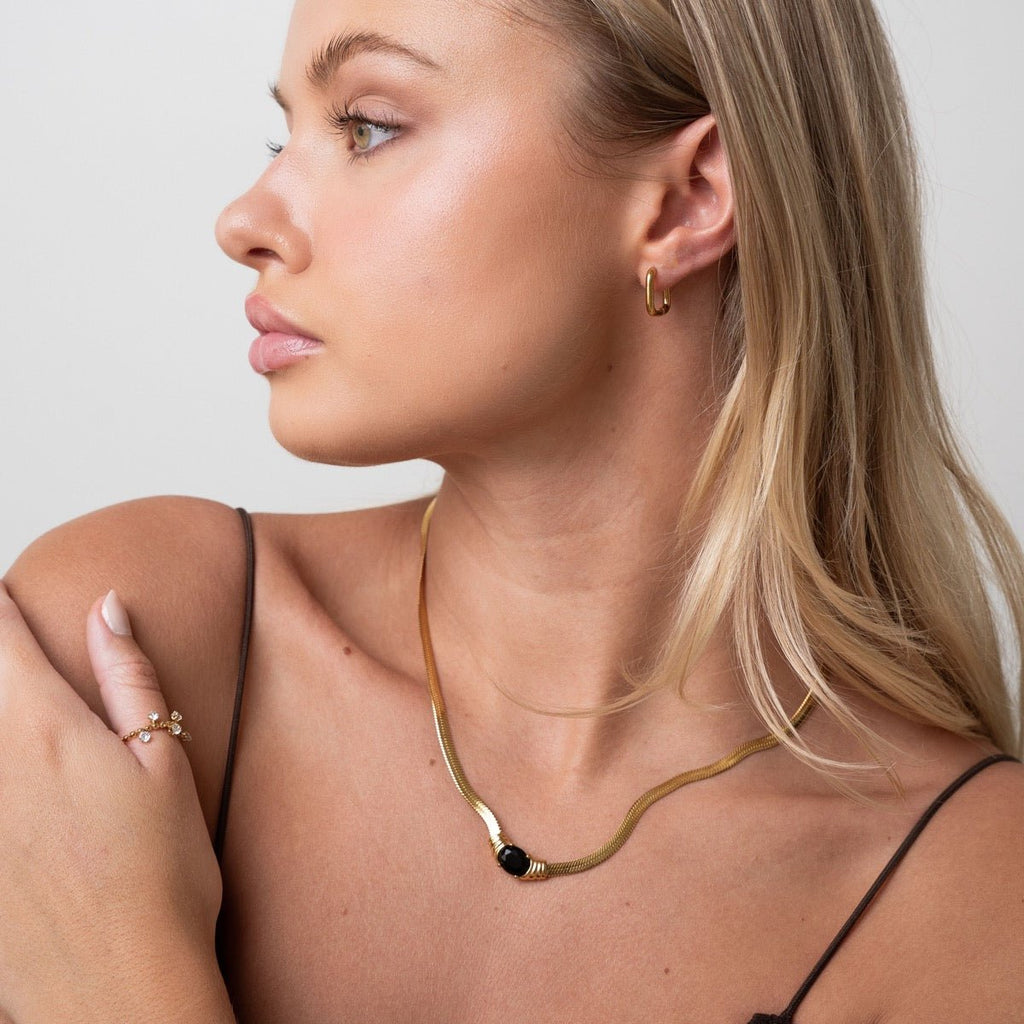 Square Hoop Earring Plated in 18k Gold