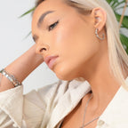 Wavy Texture Hoop Earring - Silver