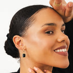 Black Crystal Hoop Earring Plated in 18k Gold