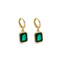 Green Crystal Hoop Earring Plated in 18k Gold