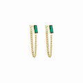 Elisabeth Chain Earrings Emerald Zirconia Gold Plated 18K