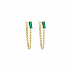 Elisabeth Chain Earrings Emerald Zirconia Gold Plated 18K
