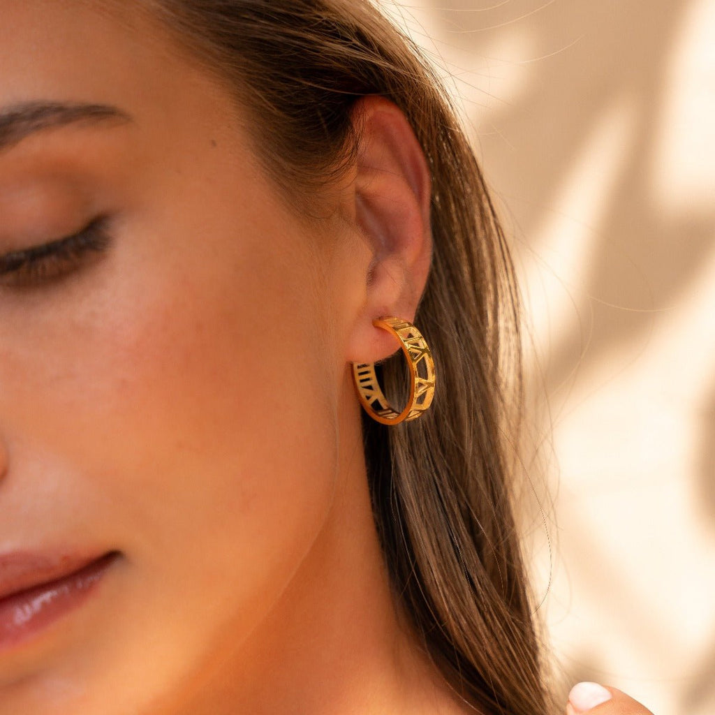 Numeral Hoop Earring Plated in 18K Gold