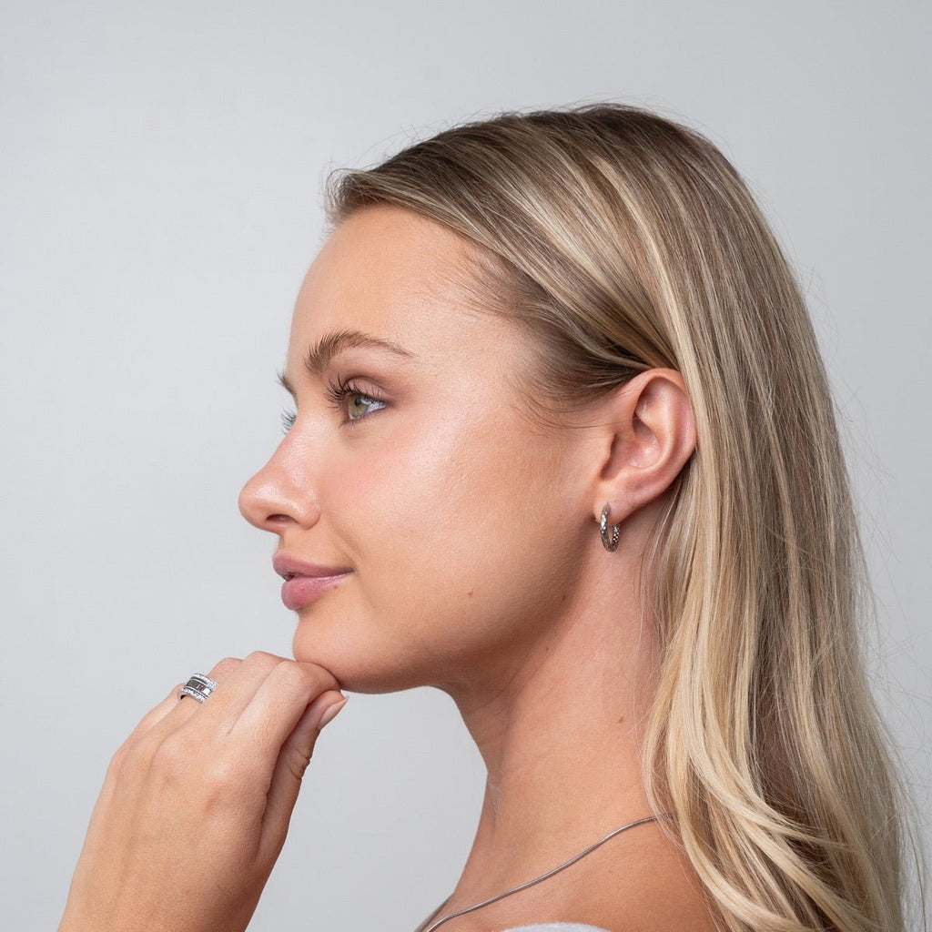 Textured Hoop Earring - Silver