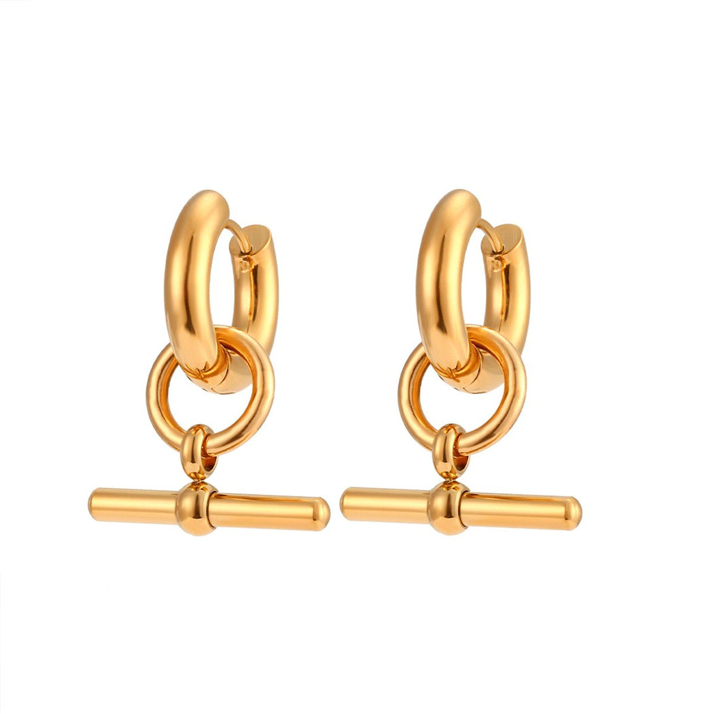 T-Bar Stud Earrings Plated in 18k Gold