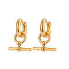 T-Bar Stud Earrings Plated in 18k Gold