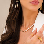 Geometric Rectangular Diana Earring Plated in 18K Gold