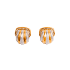 Crystal Dome Earring with Gold and Silver Mix