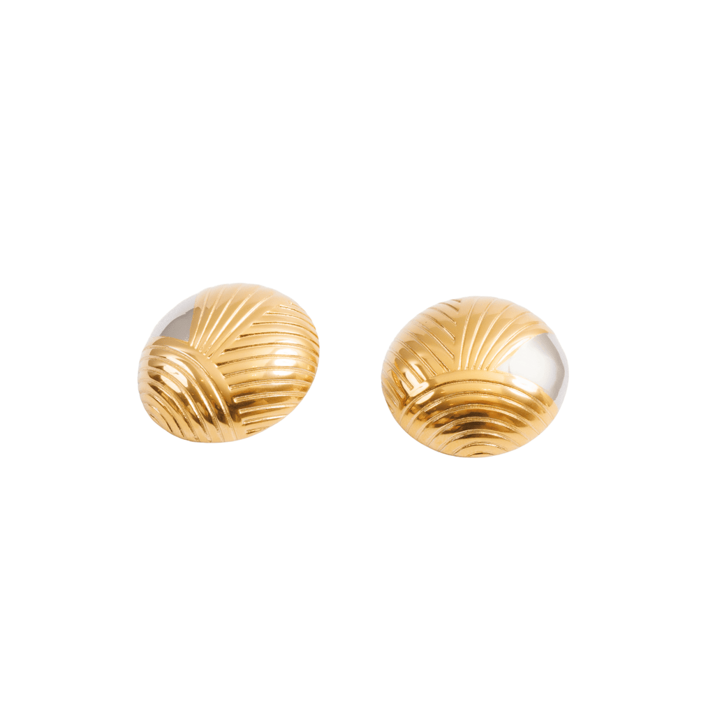 Textured Sphere Earring with Gold and Silver Mix