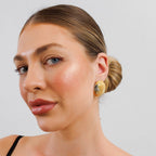 Textured Sphere Earring with Gold and Silver Mix