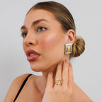 Geometric Earring with Gold and Silver Mix
