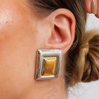 Geometric Earring with Gold and Silver Mix