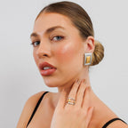 Geometric Earring with Gold and Silver Mix