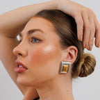 Geometric Earring with Gold and Silver Mix