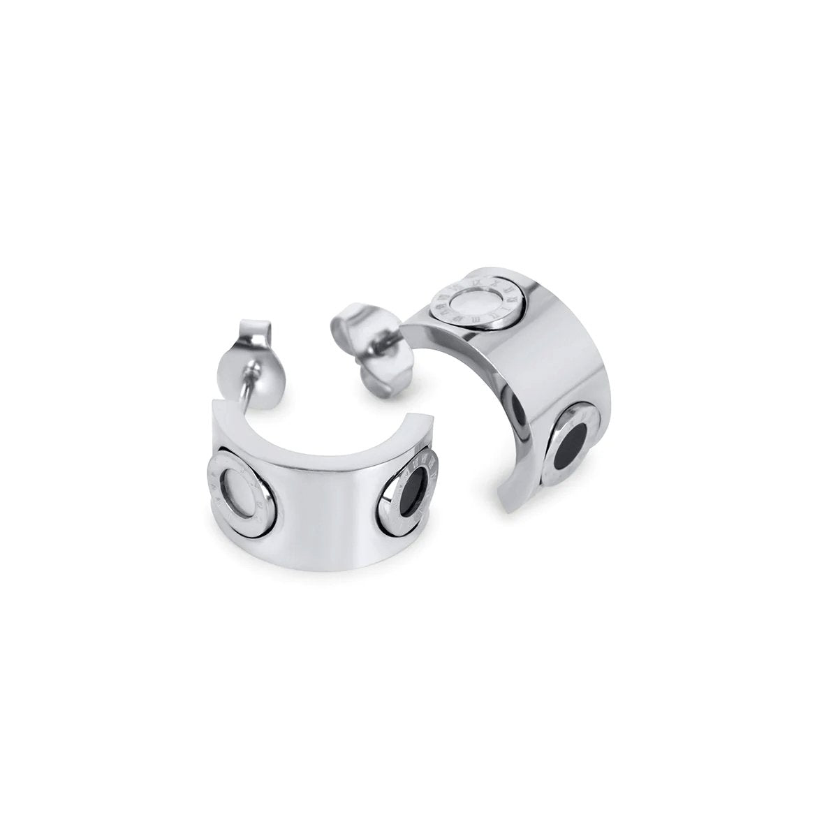 Rotating Earring Roman Numerals - Silver