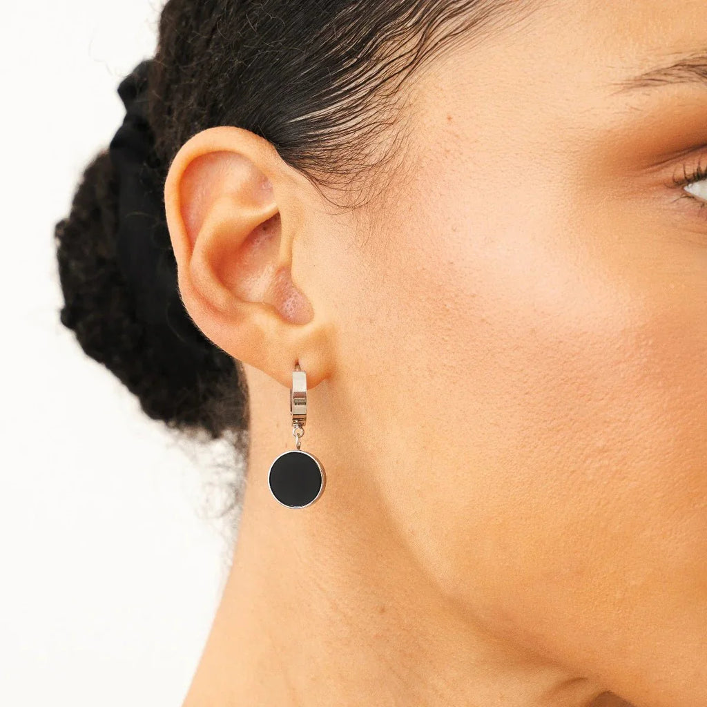 Noir Pendant Earring - Silver