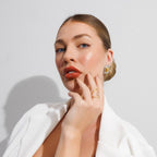 Square Lumière Earring with Gold and Silver Mix