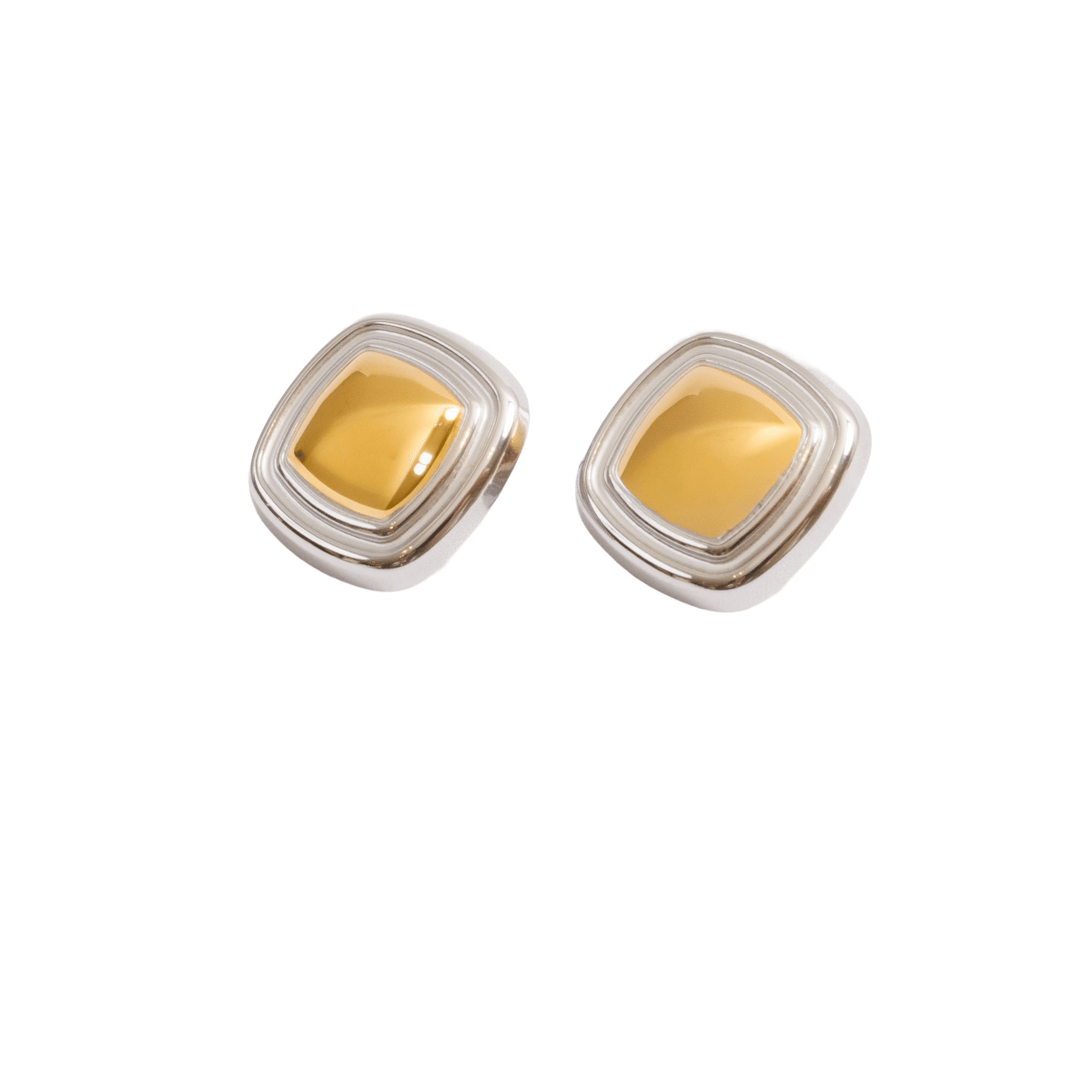 Square Lumière Earring with Gold and Silver Mix