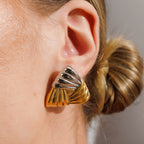 Triad Shine Earring with Gold and Silver Plating Mix