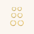 Trio of Hoop Earrings Plated in 18K Gold