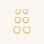 Trio of Hoop Earrings Plated in 18K Gold