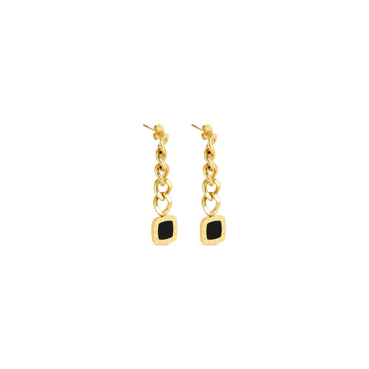 Lorenza Pendant Earrings Onyx Gold Plated 18k