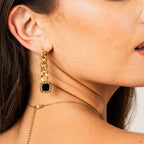 Lorenza Pendant Earrings Onyx Gold Plated 18k