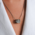 Triple Ring Roman Numeral Necklace - Silver