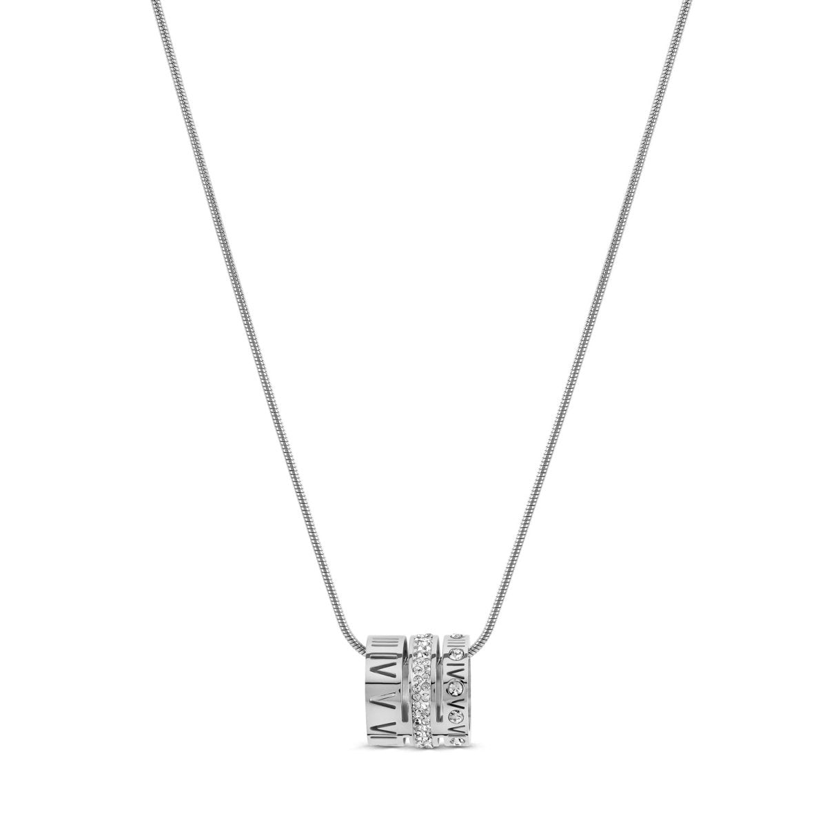 Triple Hoop Necklace with Roman Numerals Plated in 18k Gold