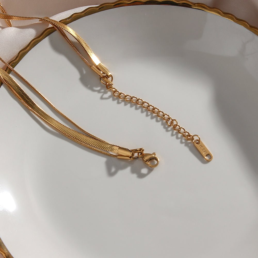 Celina Necklace Trio Layers Mesh Plated in 18K Gold
