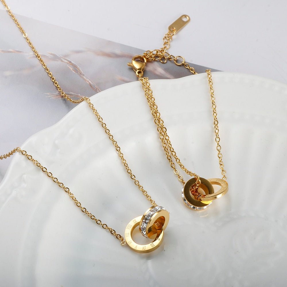 Imperial Necklace with Zirconia Stone Plated in 18K Gold