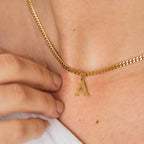 Initial Letter Chain Necklace Plated in 18K Gold