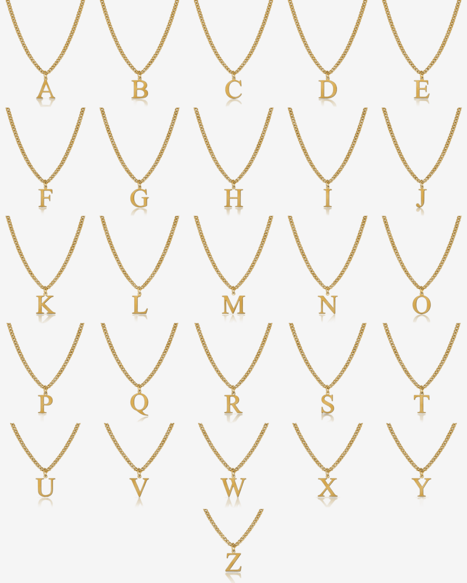 Initial Letter Chain Necklace Plated in 18K Gold