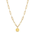 Initial Letter Clip Chain Necklace Plated in 18K Gold