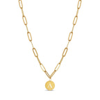 Initial Letter Clip Chain Necklace Plated in 18K Gold