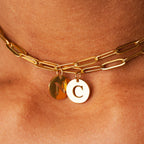 Initial Letter Clip Chain Necklace Plated in 18K Gold