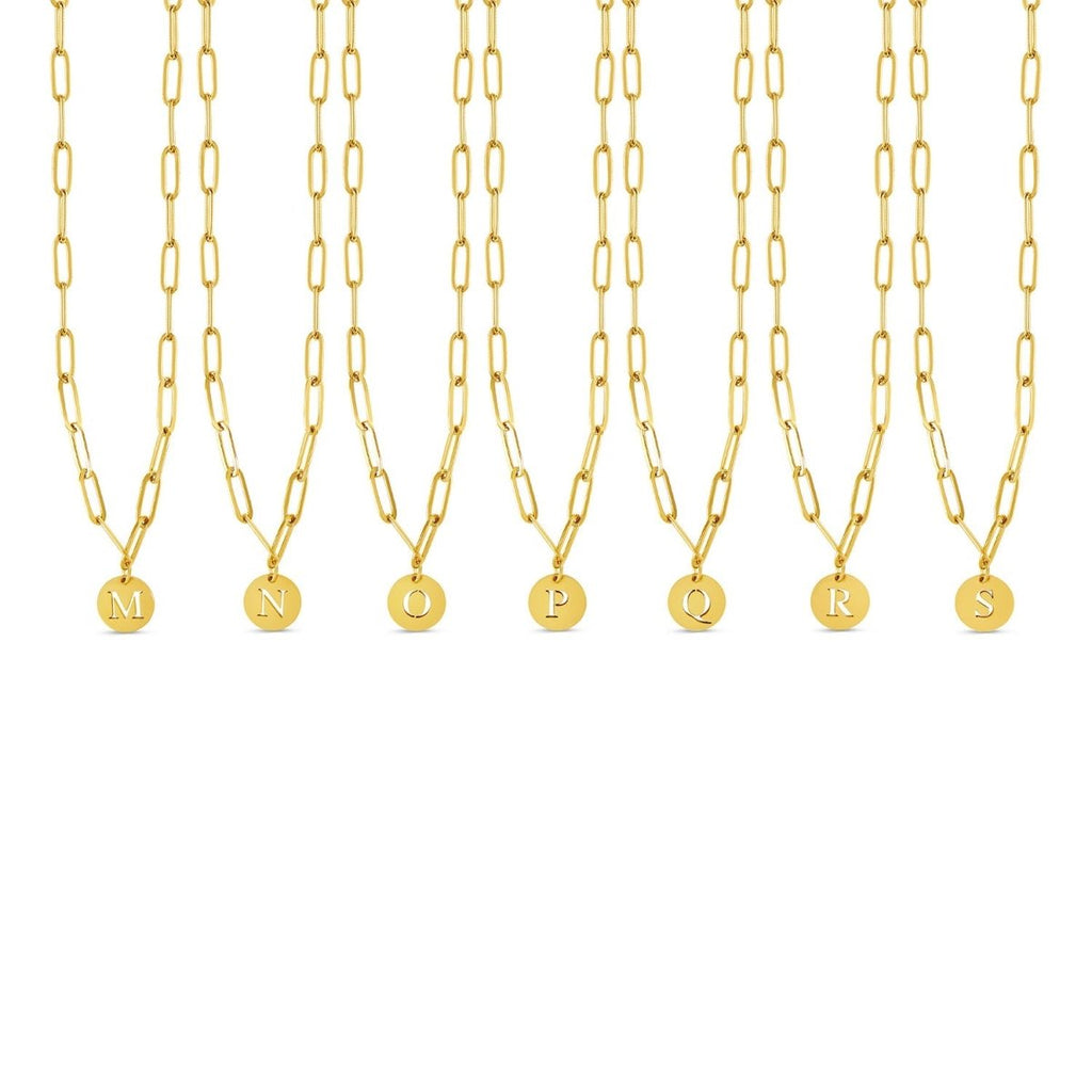 Initial Letter Clip Chain Necklace Plated in 18K Gold