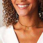 Initial Letter Clip Chain Necklace Plated in 18K Gold