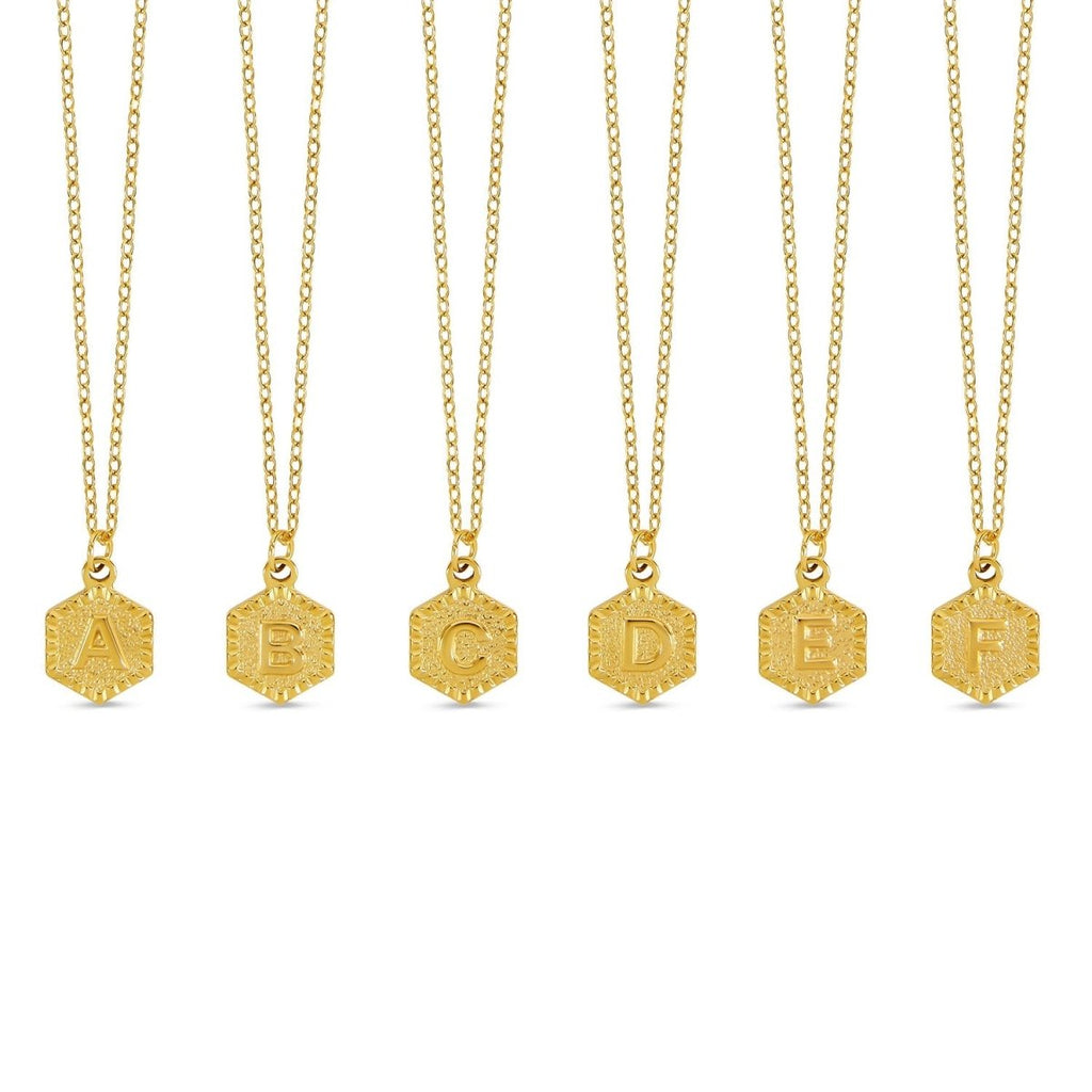 Initial Letter Necklace Hex Plated in 18K Gold
