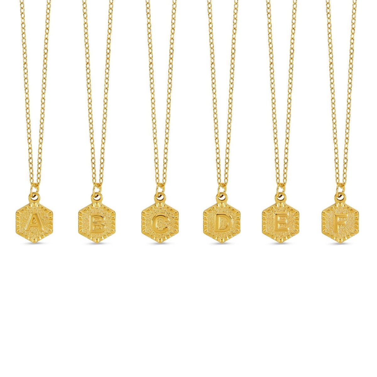 Initial Letter Necklace Hex Plated in 18K Gold