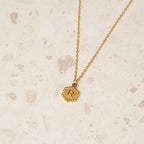 Initial Letter Necklace Hex Plated in 18K Gold