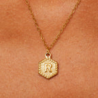 Initial Letter Necklace Hex Plated in 18K Gold