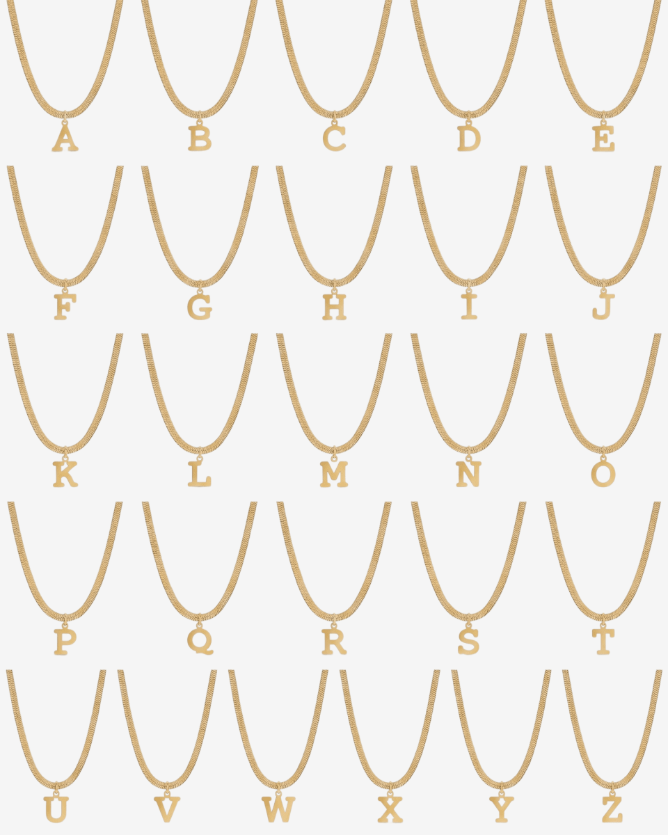 Initial Letter Necklace Mesh Plated in 18K Gold