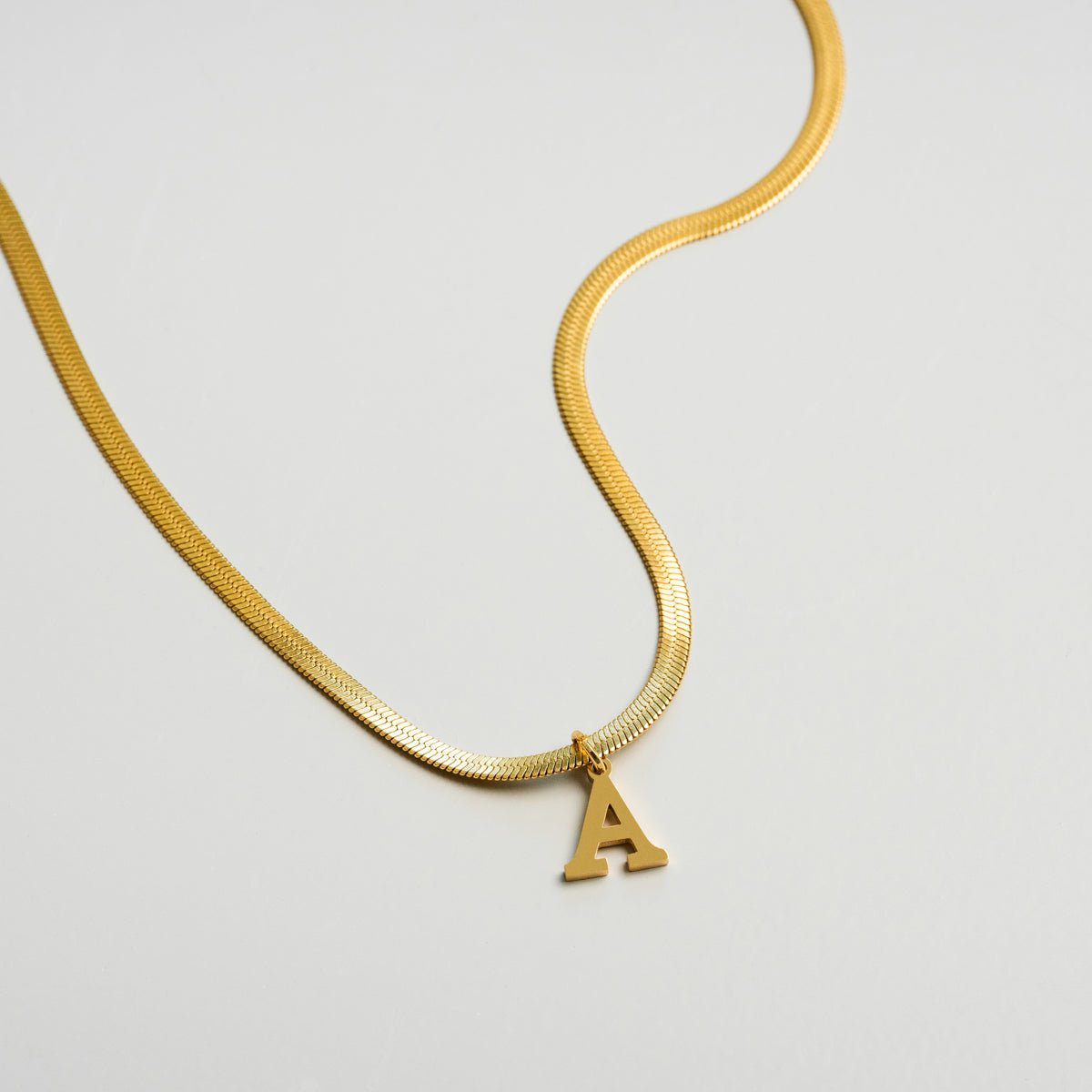 Initial Letter Necklace Mesh Plated in 18K Gold