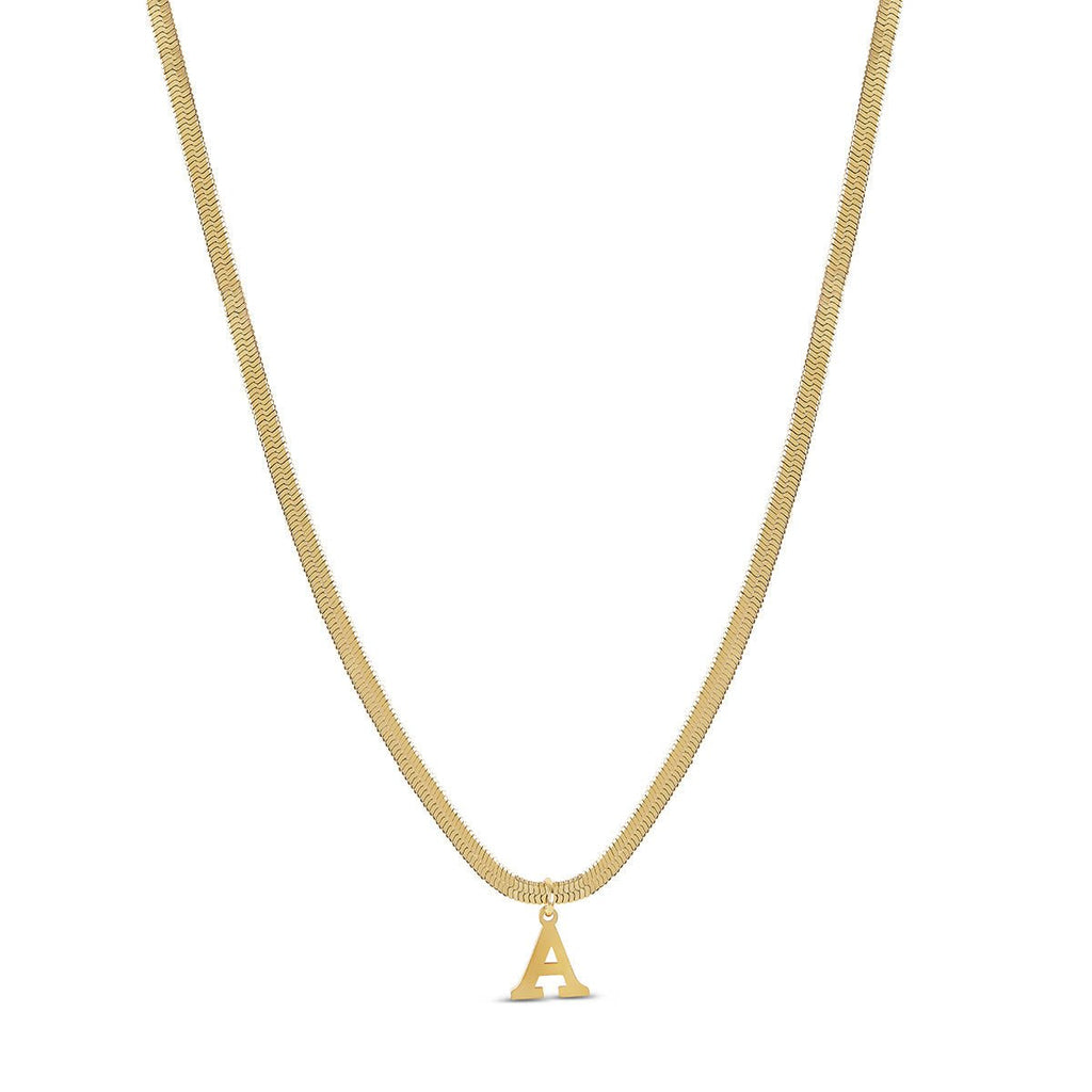 Initial Letter Necklace Mesh Plated in 18K Gold