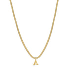 Initial Letter Necklace Mesh Plated in 18K Gold