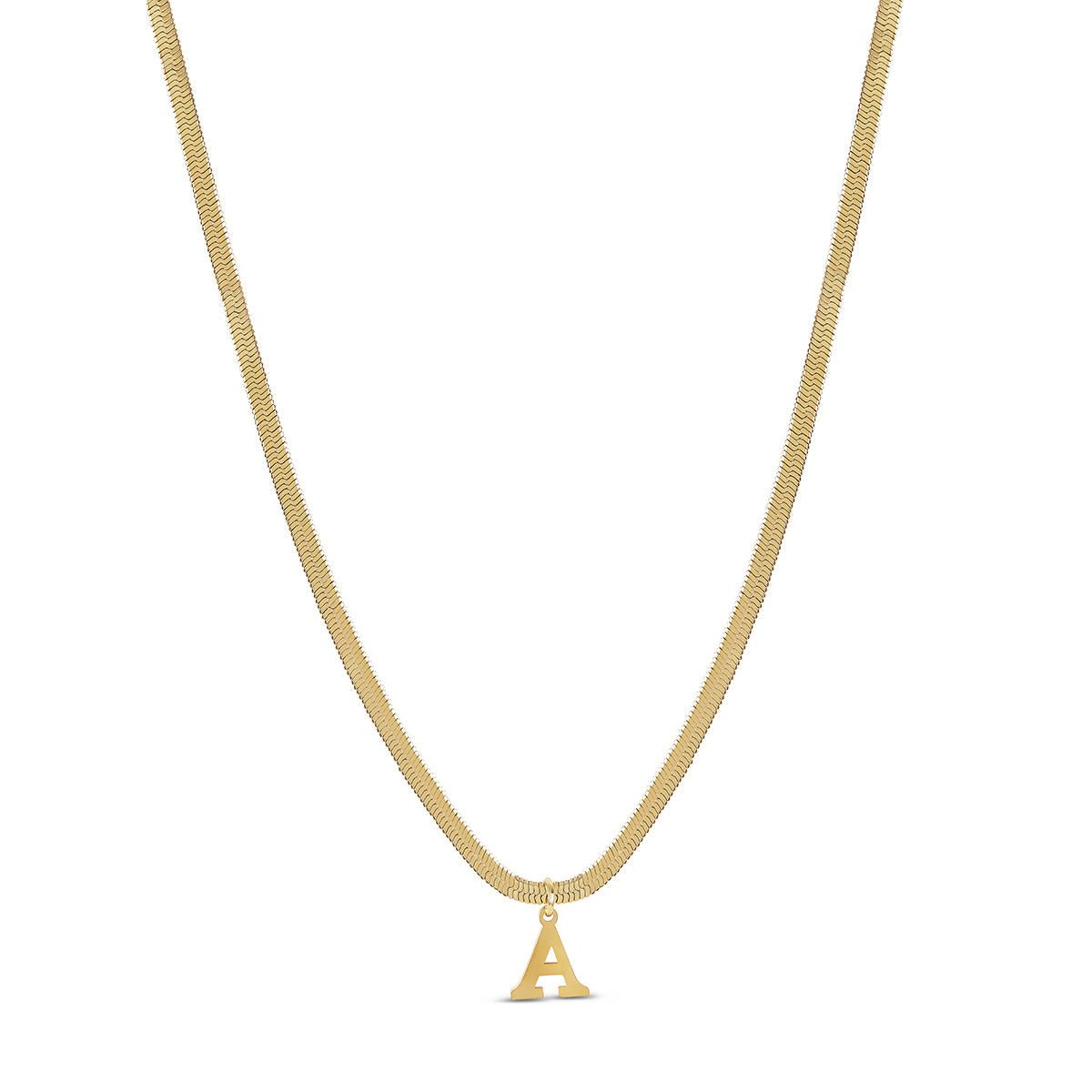 Initial Letter Necklace Mesh Plated in 18K Gold