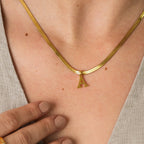 Initial Letter Necklace Mesh Plated in 18K Gold