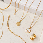 Initial Letter Marble Necklace Plated in 18K Gold