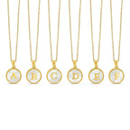 Initial Letter Marble Necklace Plated in 18K Gold